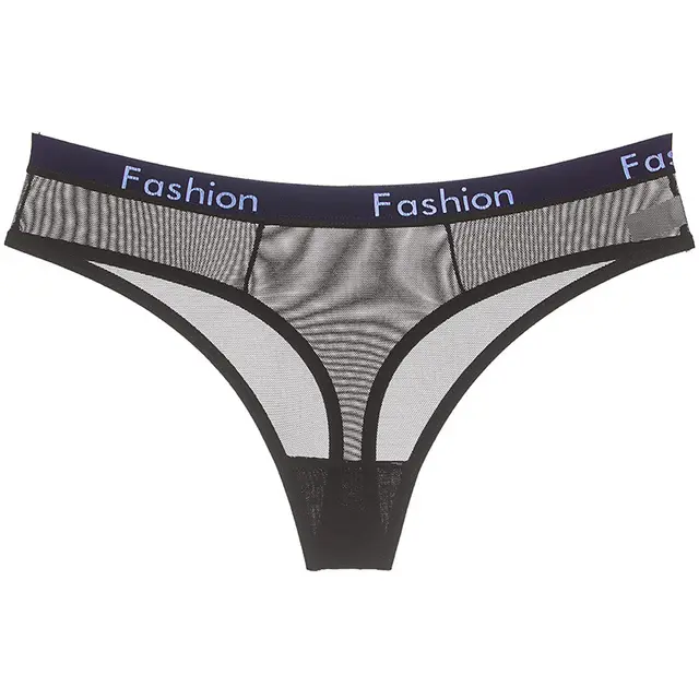 Mesh Sports Print Letter Low Waist Seamless Women's Briefs Black - Shop at LoveMi