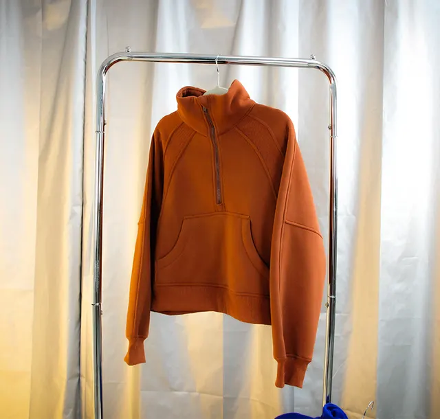 Women's High necked Autumn And Winter Roast Brownie Yoga Casual Sports Short Half zip Plush Sweater Roasted Brownies - Shop at LoveMi