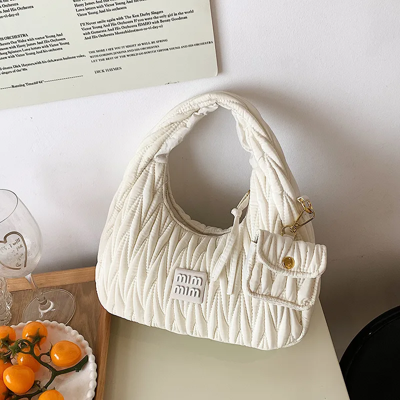 Korean All Ins Handbag Popular Single Shoulder Fold Underarm Bag White - Shop at LoveMi