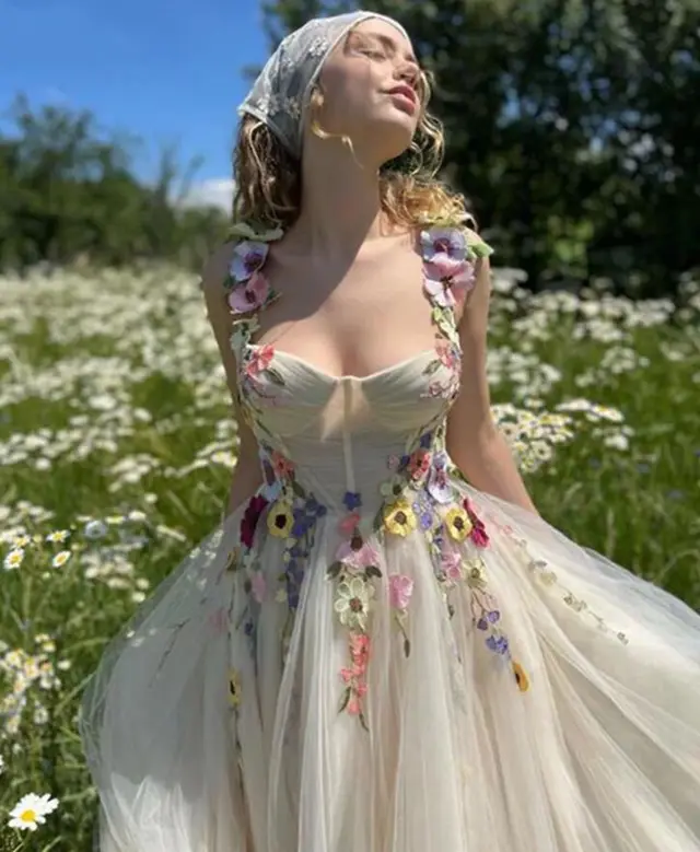 Light Champagne Tulle Prom Dress Sweetheart Neck Flow Green - Shop at LoveMi