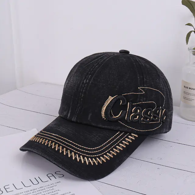 Outdoor Do Old Letters Three dimensional Embroidery Baseball Hat Black - Shop at LoveMi