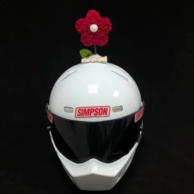 Motorcycle Helmet Decorated With Swinging Sunward Flowers One Red Swing Flower - Shop at LoveMi