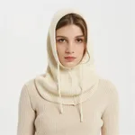 New Autumn And Winter Women's Hat Scarf All-in-one Pullover Cap Bib Fashion Wool Knitted Cap - Beige