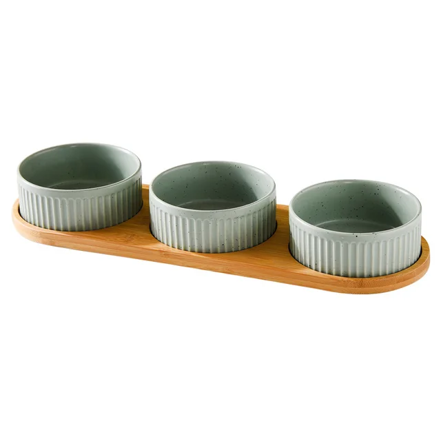 Ceramic Small Medium Large Dog Food Basin Light Green Three Trays - Shop at LoveMi