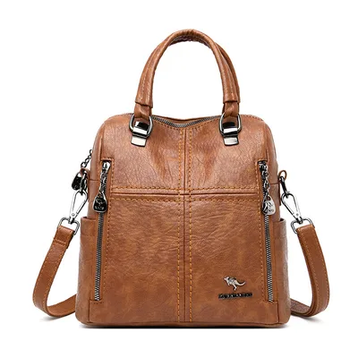Backpack Women's Large Capacity School Bag Single Shoulder Brown - Shop at LoveMi