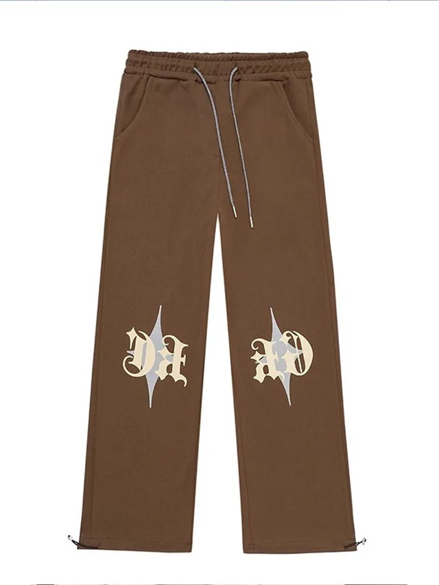 American Style Retro High Street Sports Pants Coffee - Shop at LoveMi