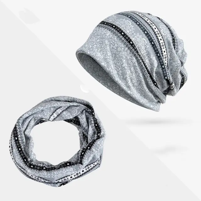 Knitted Cotton Printed Fashion Korean Version Windproof Baotou Maternity Maternity Hat Grey - Shop at LoveMi