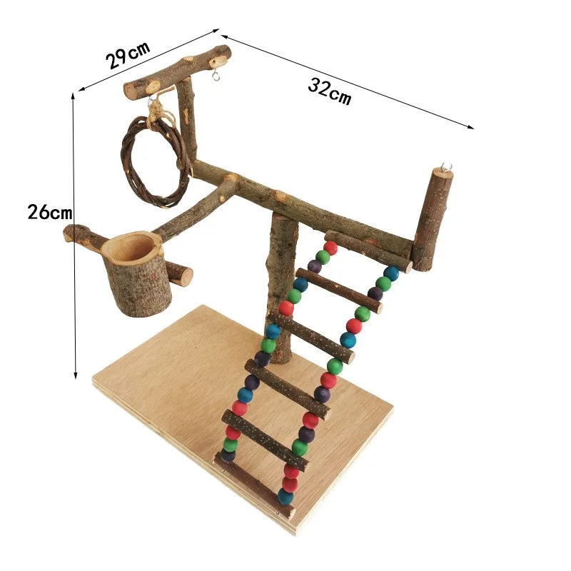 Solid Wood Parrot Station Frame Training Bird Shelf Parrot Toys Section E - Shop at LoveMi