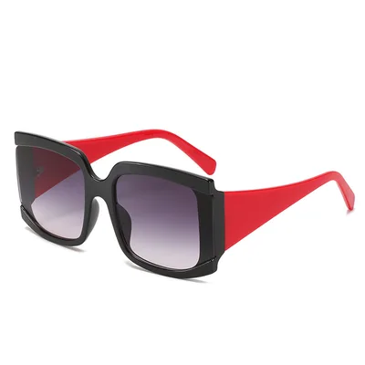 Square Large Frame Sunglasses Fashion Trend Sunglasses Black Red - Shop at LoveMi