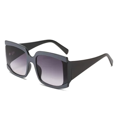 Square Large Frame Sunglasses Fashion Trend Sunglasses Gray Gray - Shop at LoveMi