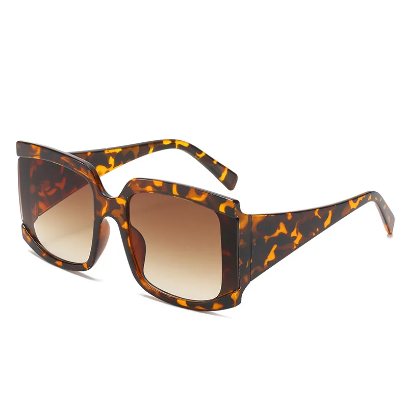 Square Large Frame Sunglasses Fashion Trend Sunglasses - Leopard Teal