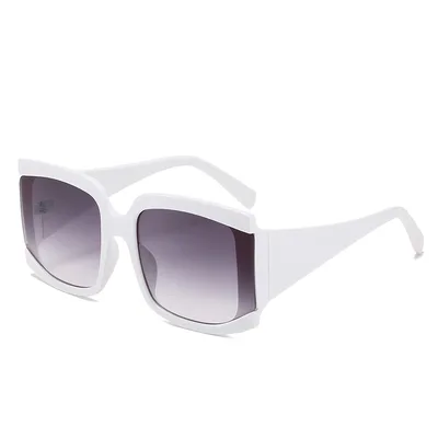Square Large Frame Sunglasses Fashion Trend Sunglasses White Grey - Shop at LoveMi