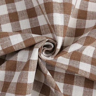 Small Square Grid Imitation Cotton And Hemp Fabric Case Pillow Cushion Coffee - Shop at LoveMi