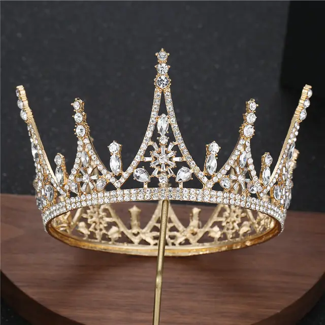 Bride Wedding Yarn Travel Shot Dress Hair Accessories Princess Round Crown Headdress Gold - Shop at LoveMi