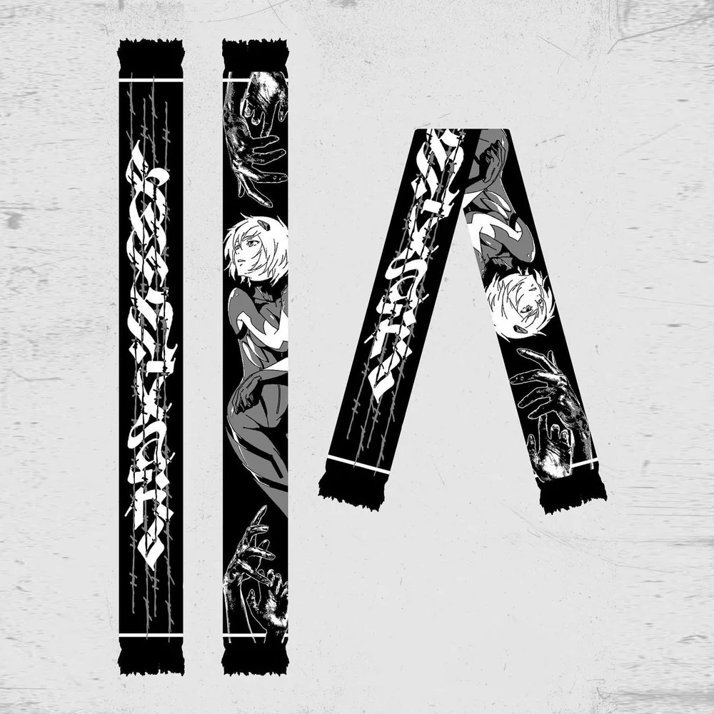 Dark Wind Anime Elements Double Sided Jacquard Situation Trend Everything Scarf - Black