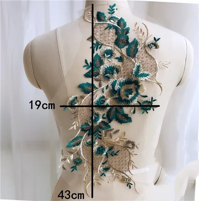Green Evening Gown Accessories Chest Decoration Colorful Gold Thread Ornaments Decal Lace Colorful - Shop at LoveMi
