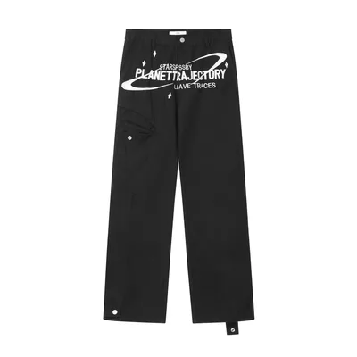 Vintage Alphabet Embroidered Jeans Men's And Women's Loose Wide Leg Casual Straight Leg Pants Black - Shop at LoveMi