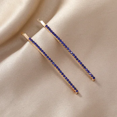 Rhinestone Clip With Simple Korean Bangs Blue - Shop at LoveMi