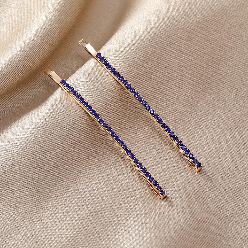 Rhinestone Clip With Simple Korean Bangs Blue - Shop at LoveMi
