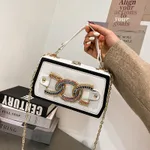 Colored Diamond Luxury Design Box Bag Messenger Shoulder Bag - White