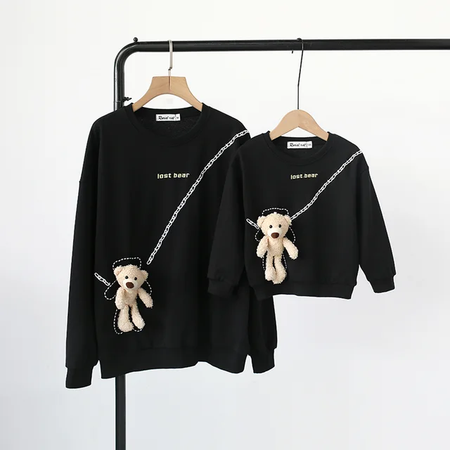 Foreign Mother daughter Dress Blast Street Long Sleeve Hoodie Tide Black - Shop at LoveMi