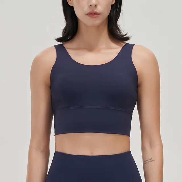 Yoga Deep V Bra Fitness High neck Vest Navy Blue - Shop at LoveMi