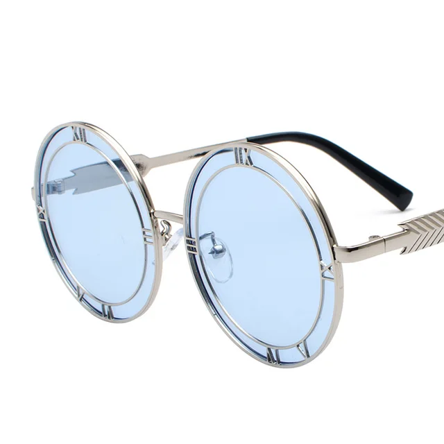 Round Frame Resin Fashion Metal Sunglasses C6 Blue - Shop at LoveMi