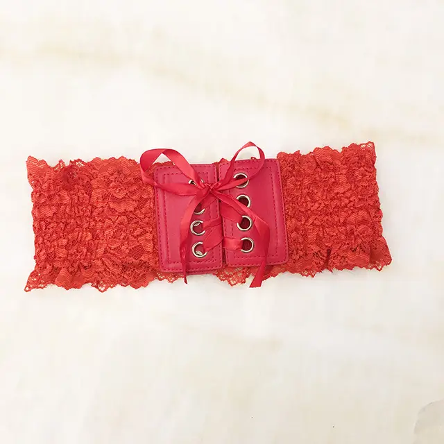 Lace Elastic Decorative Waistband Single Lap Red - Shop at LoveMi
