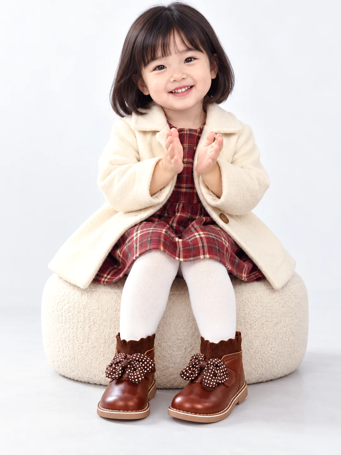 Two Cotton Boots British Wind Plus Cashmere Baby Shoes - Brown - View 1