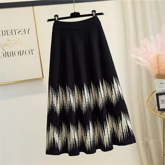 Women's Simple Splicing A line Sweater Dress Black - Shop at LoveMi