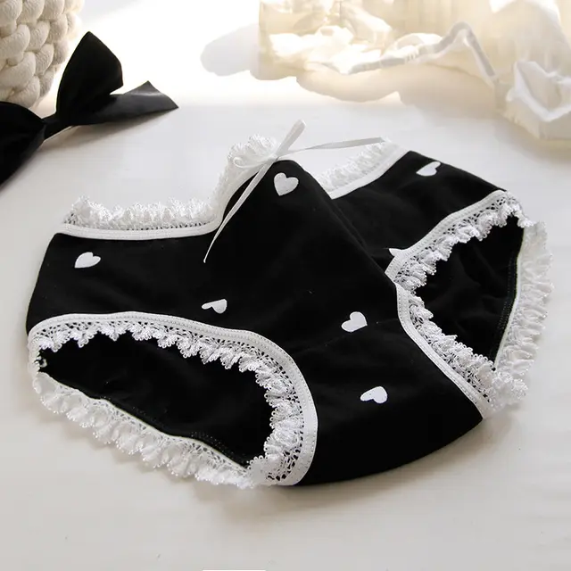 Women's Cotton Underwear With Printed Bow Black Full Of Love - Shop at LoveMi