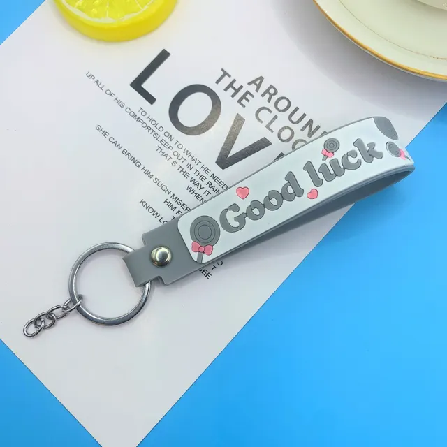 Lollipop Rainbow colored Belt Hand Strap Keychain Grey 4Section Chain Type - Shop at LoveMi
