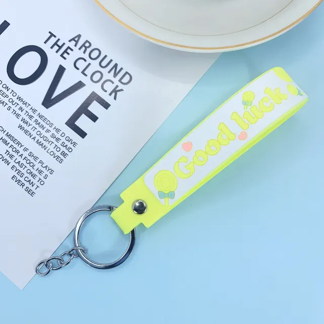 Lollipop Rainbow colored Belt Hand Strap Keychain Yellow 4Section Chain Type - Shop at LoveMi