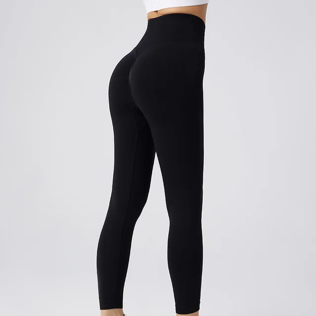 Seamless Leggings Yoga Pants Tummy Control Workout Running Yoga Leggings For Women Black - Shop at LoveMi