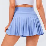 Tennis Skirt With Zipped Pocket Women Pleated Sports Skirt - Blue