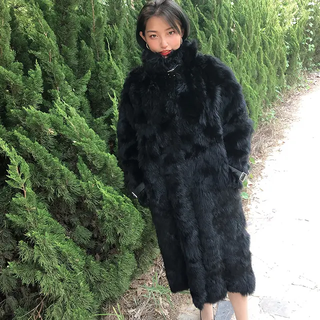Loose And Thin Coat With Real Fur Black - Shop at LoveMi