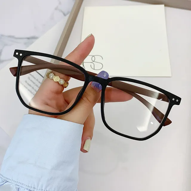Fashion Color Box Glasses Anti Blue Light Black Coffee - Shop at LoveMi