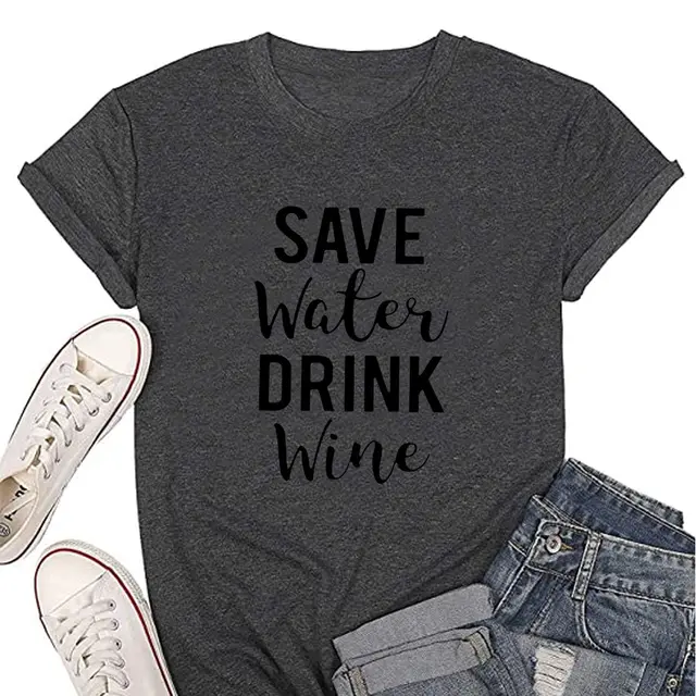 Women's Letter Short sleeved Loose Round Neck T shirt Dark Gray - Shop at LoveMi