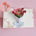 Three-dimensional Greeting Card Hand-carved Paper Blessing Card - Color Printed Carnations
