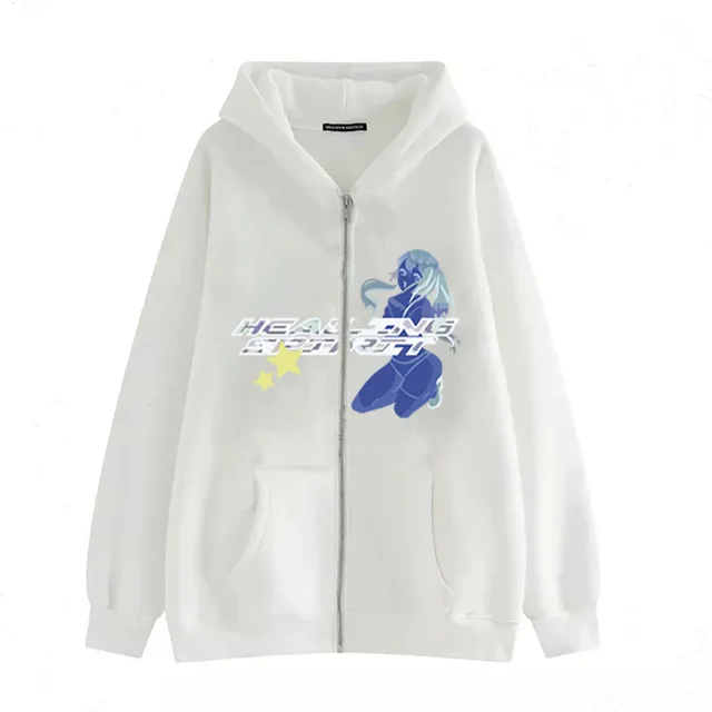 Casual Cardigan Print Zip Sweatshirt Casual Cardigan Dark Butterfly Print Zip Sweatshirt White - Shop at LoveMi