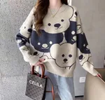 Crew Neck Loose Cartoon Bear S