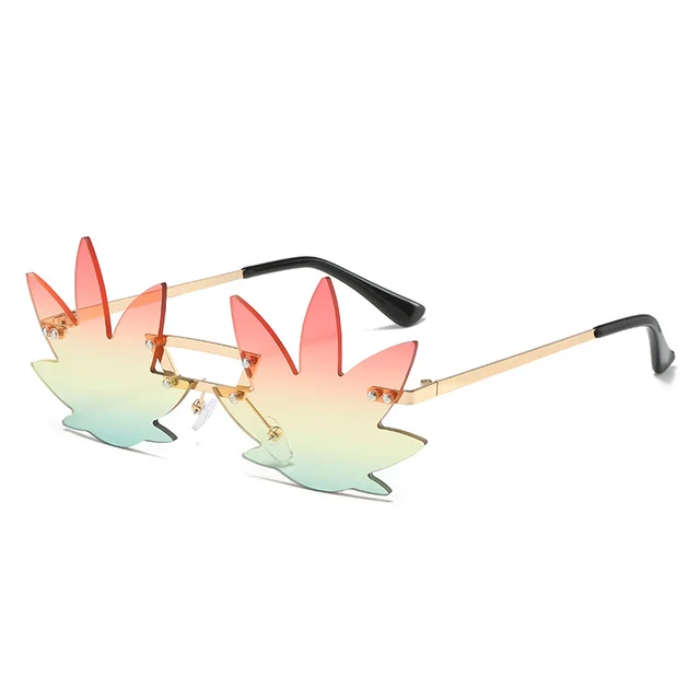 Natural Wind Leaf Glasses Hip hop Sunglasses Girl Pinkish Yellow - Shop at LoveMi