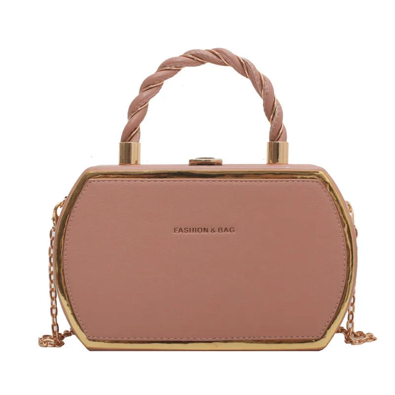Women's Fashion Simple Chain Handbag Shoulder Bag Pink - Shop at LoveMi
