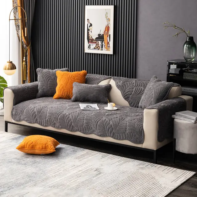 All season Anti skid Modern Fabric Sofa Towel Cover Dark Grey - Shop at LoveMi