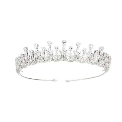 High end Zircon Crown Light Luxury Bridal Accessories Silver - Shop at LoveMi