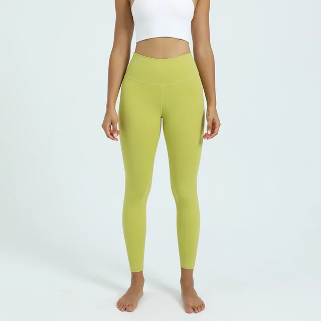 Pocket High Waist Buttock Lifting Yoga Clothes Elastic Abdominal Compression Tight Sweatpants Yellow - Shop at LoveMi