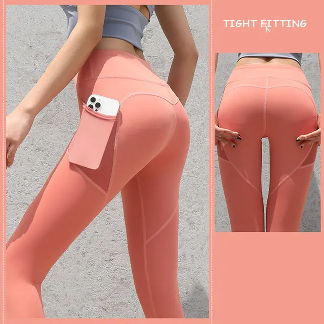 Gym Sport Seamless Leggings With Pockets Push Up High Waist Pants Women Fitness Running Yoga Pants Gym Sport Seamless Leggings Honey Grapefruit Powder - Shop at LoveMi