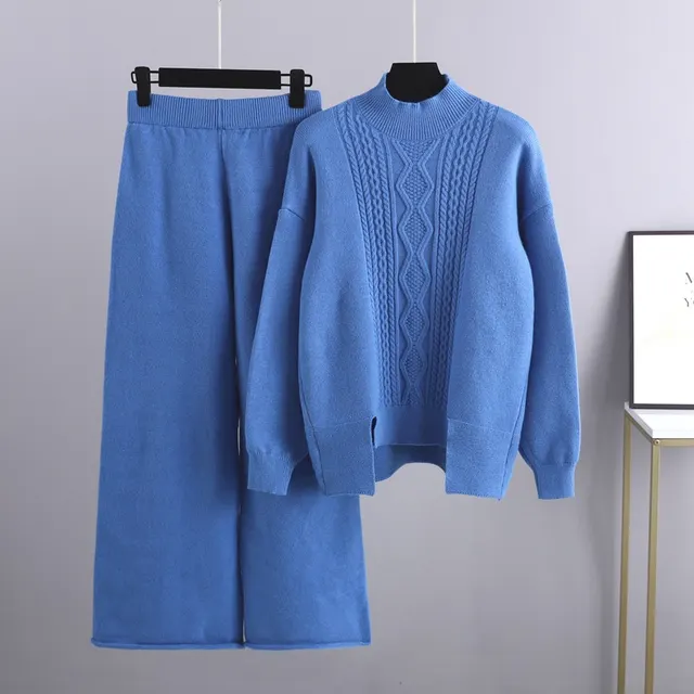 Slim Knit Suit For Women Blue - Shop at LoveMi