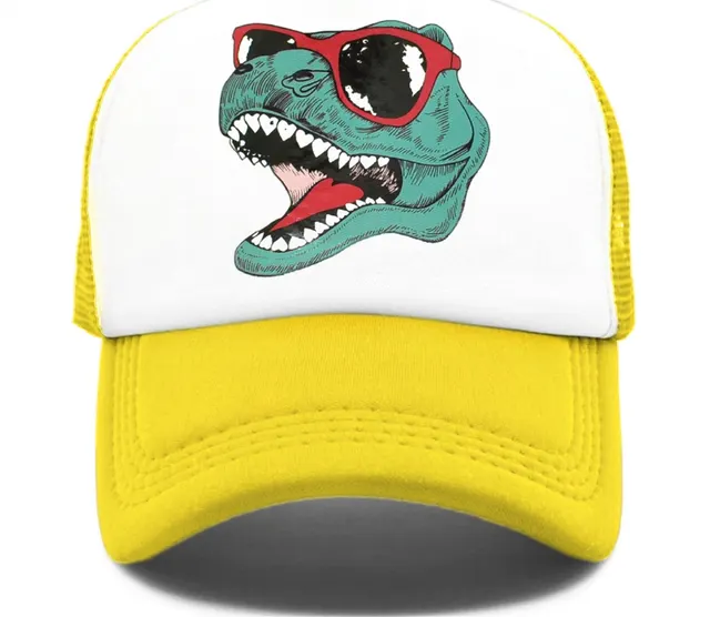 Statement Dinosaur Print Soft Top Cap Yellow - Shop at LoveMi