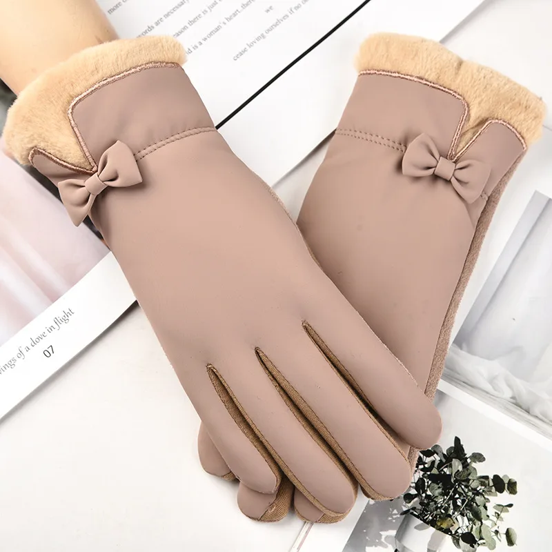 Women's Thermal Gloves New Fashion Versatile Touch Screen - Khaki